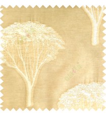 Beige cream color natural designs big trees with small leaves branches texture finished surface polyester transparent net fabric sheer curtain